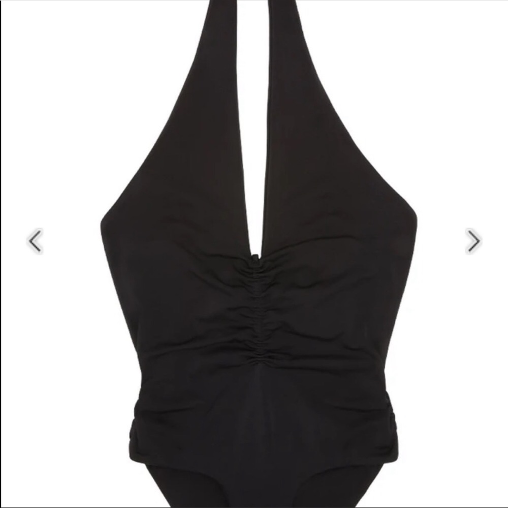 NWT, (Noir) In a Ruche / Deep-V OnePiece Swimsuit - Picture 9 of 9
